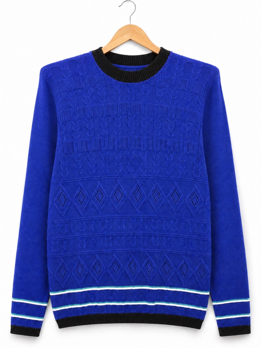 VTG 80s McNaughton Deadstock Sweater Blue Textured Knit Dolman Sleeve Retro 2X